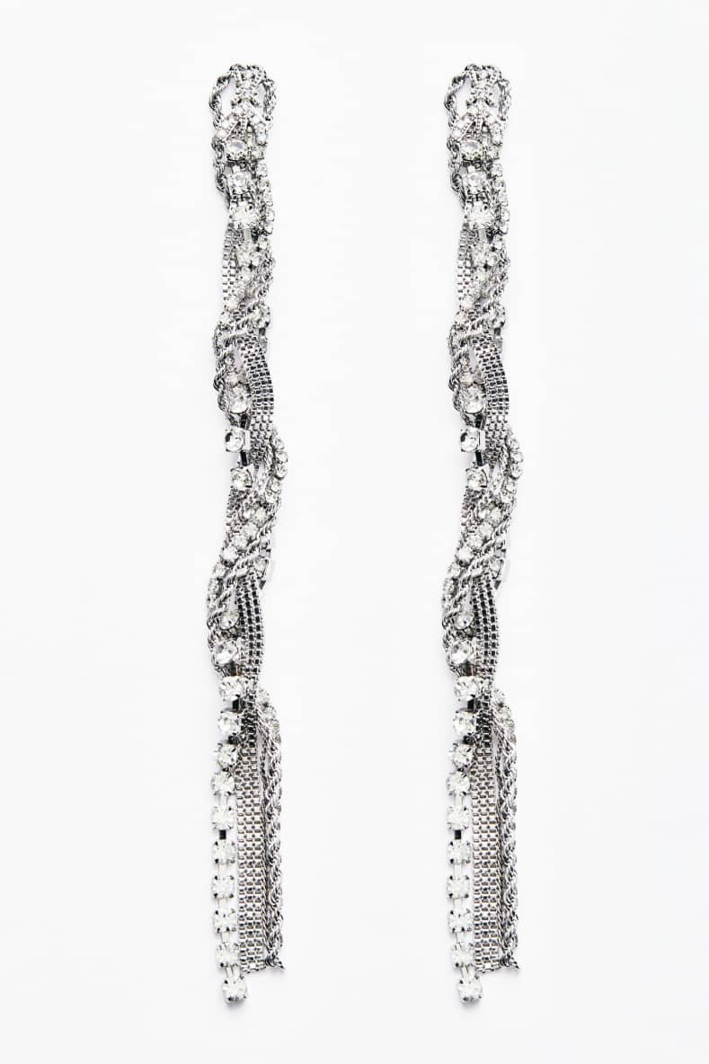 Diamond chain drop earrings, Silver, Patrizia Pepe
