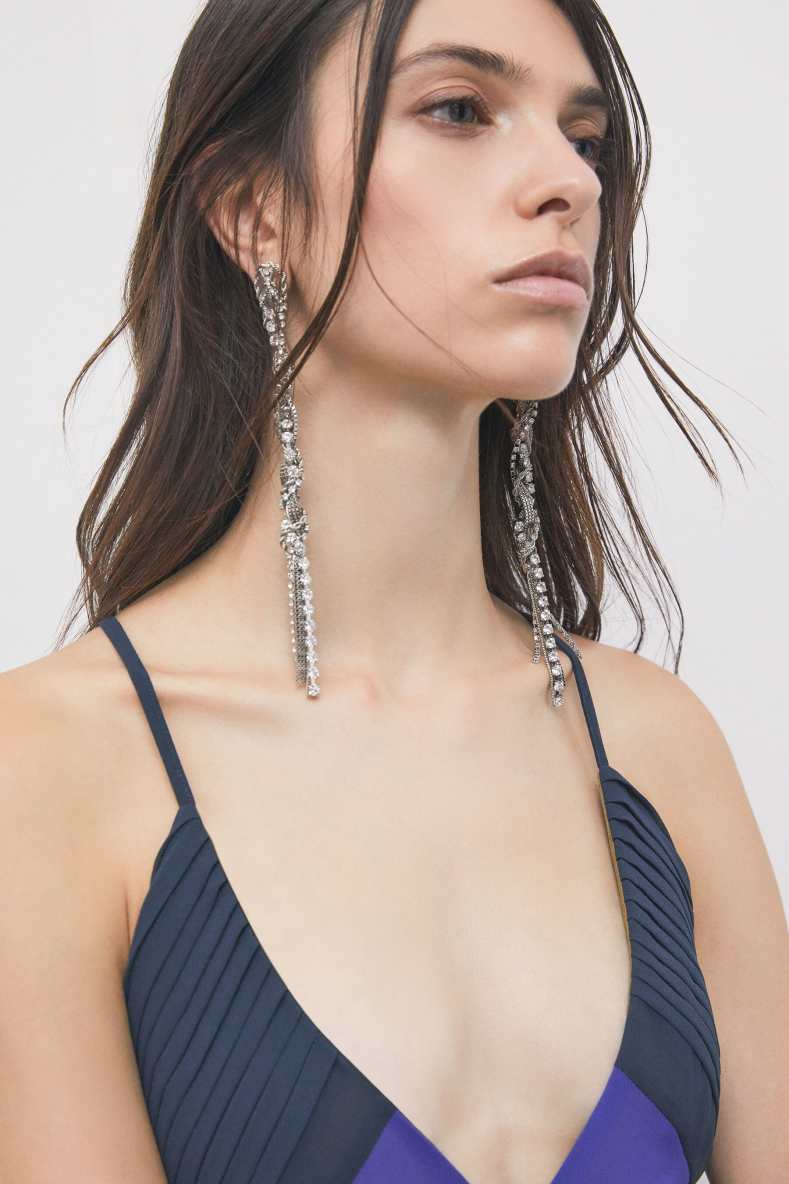 Diamond chain drop earrings, Silver, Patrizia Pepe
