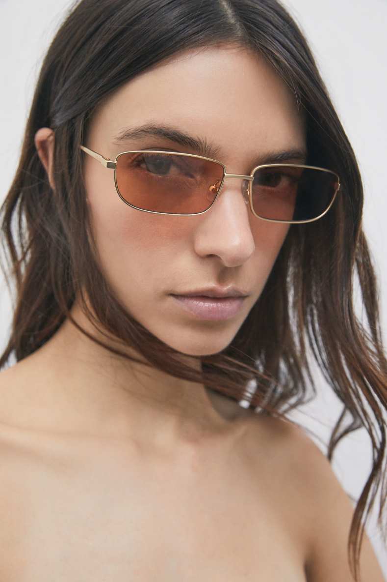 Rectangular silver metal sunglasses, Gold, Patrizia Pepe