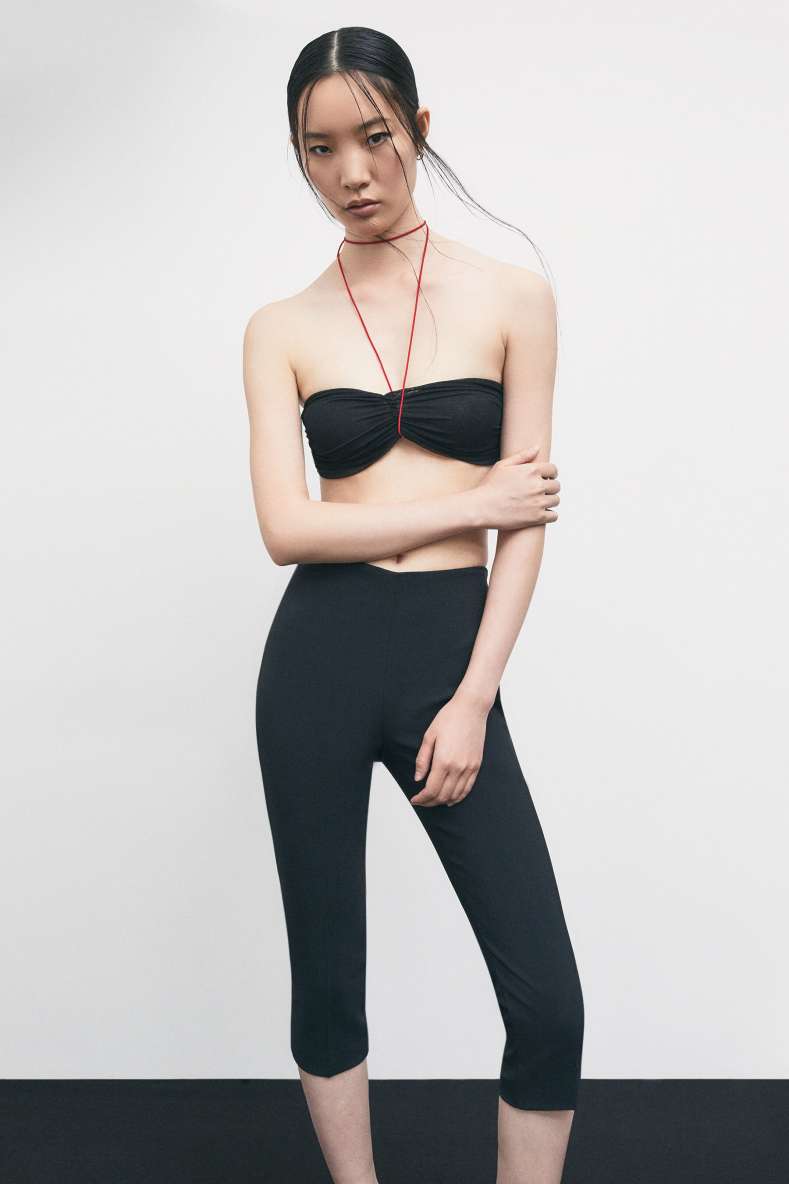 &bdquo;My SKIN Tailoring&ldquo; Bandeau-Top aus drapiertem T&uuml;ll, Schwarz, Patrizia Pepe