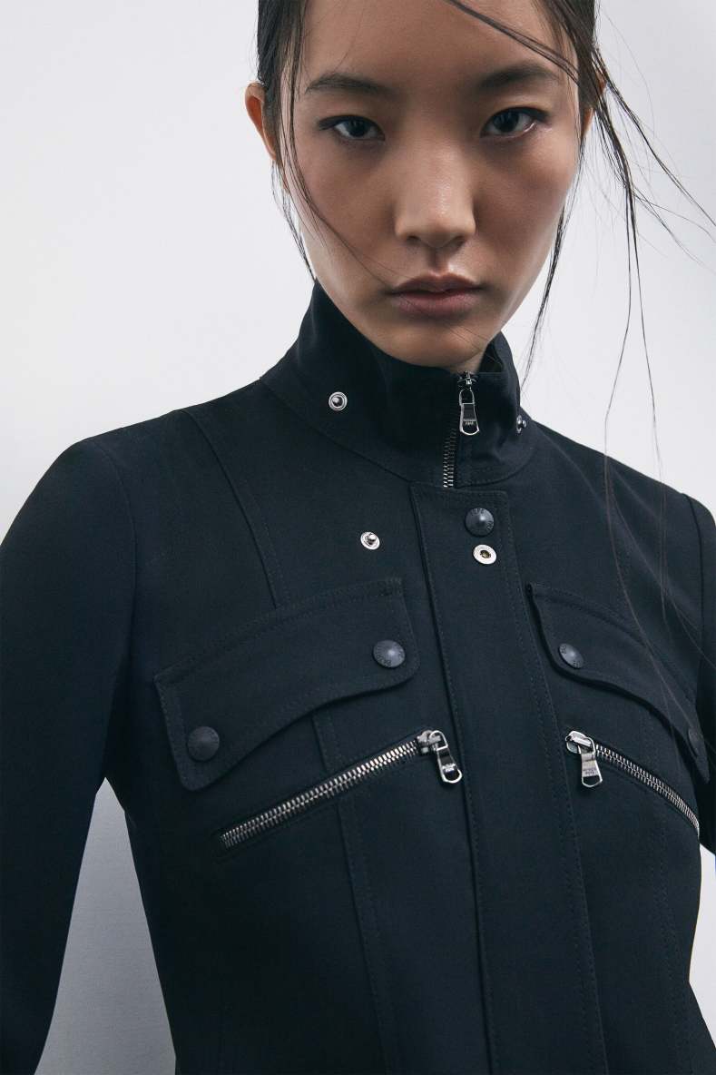 &ldquo;My SKIN Tailoring&rdquo; Icon jacket in stretch cr&ecirc;pe, Black, Patrizia Pepe