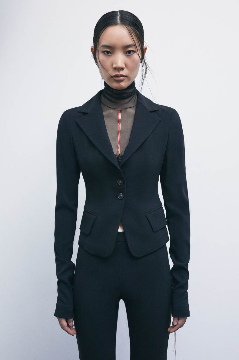 &ldquo;My SKIN Tailoring&rdquo; Icon 501 blazer in stretch cr&ecirc;pe, Black, Patrizia Pepe