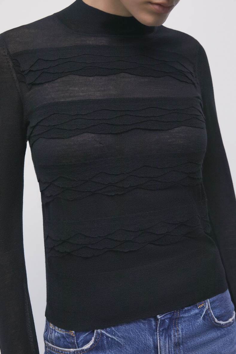 Jersey de lana con volantes, Negro