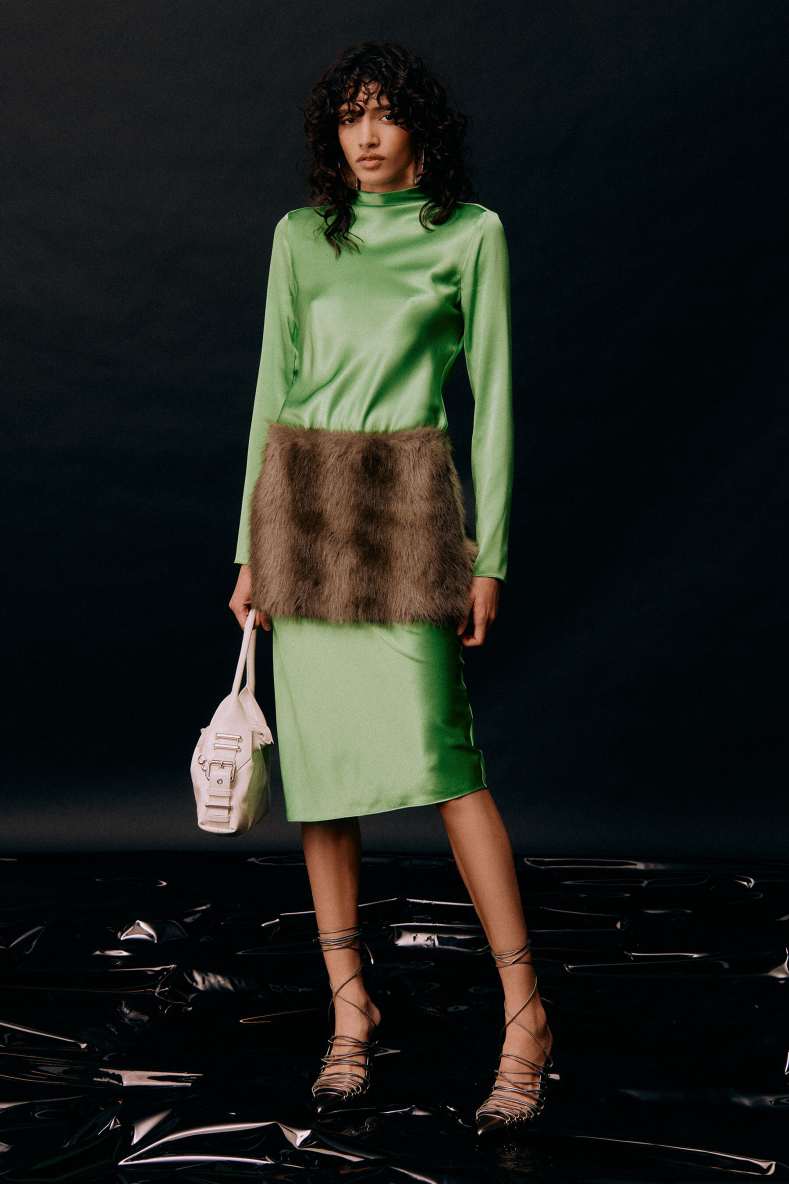 Silk Midi Dress, Green, Patrizia Pepe