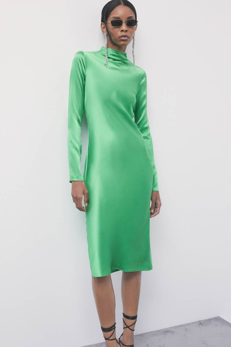 Silk Midi Dress, Green, Patrizia Pepe