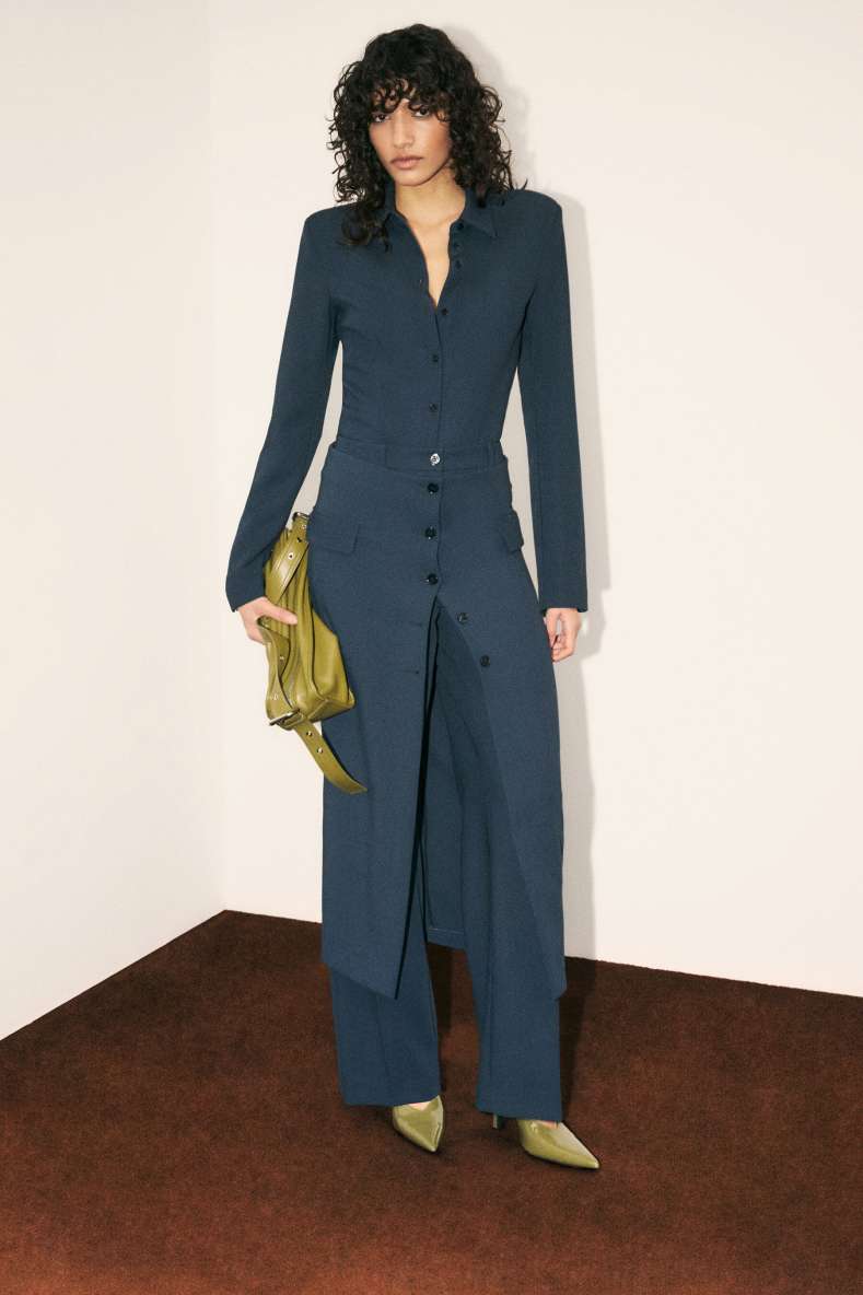 Tailored midi skirt with buttons, Blue, Patrizia Pepe