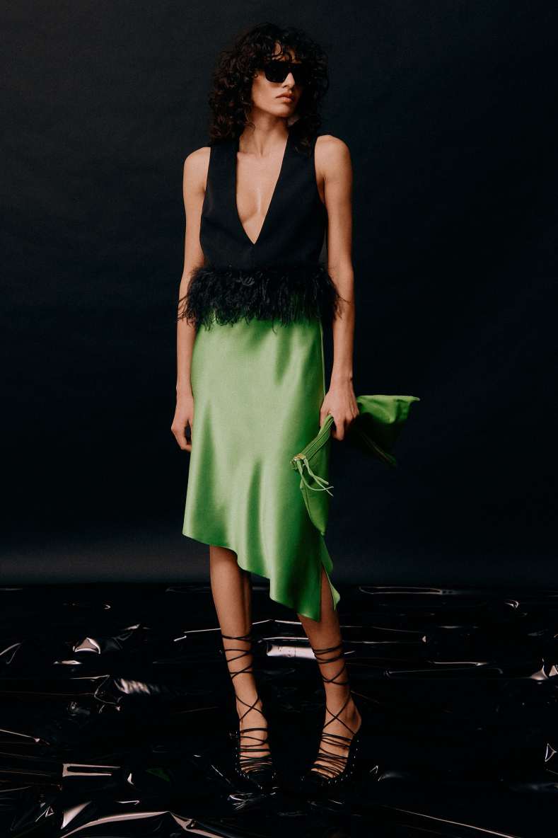 Asymmetrical silk midi skirt, Green, Patrizia Pepe