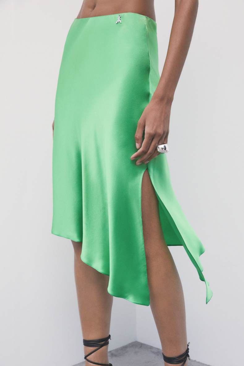 Asymmetrical silk midi skirt, Green, Patrizia Pepe
