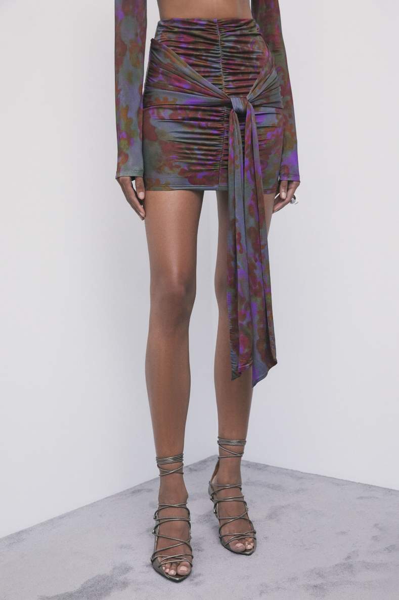 Floral mini skirt with sash, Abstract Fantasy, Patrizia Pepe
