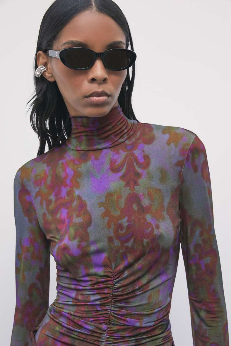 Draped jersey top with print, Abstract Fantasy, Patrizia Pepe