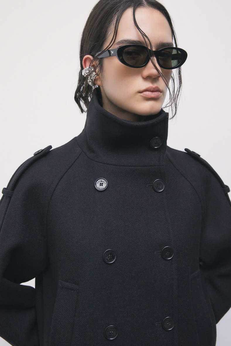 Kurze Jacke aus Woll-Kaschmir-Mix, Schwarz, Patrizia Pepe