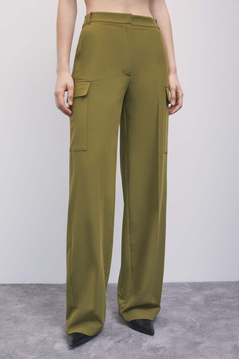 Pantal&oacute;n palazzo cargo, Verde
