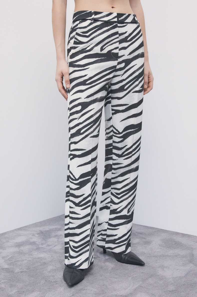Pantal&oacute;n de sarga con estampado de cebra, Fantas&iacute;a abstracta