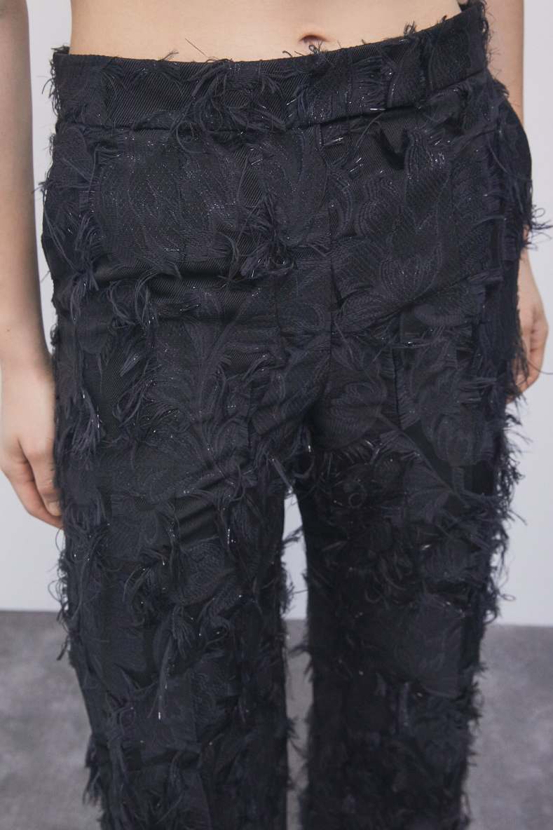 Pantal&oacute;n recto de jacquard fil coup&eacute;, Negro