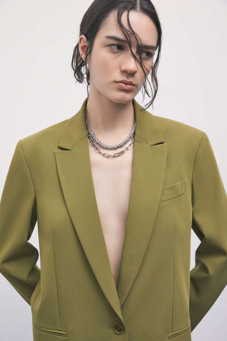 Oversizer zweireihiger Gabardine-Blazer, Gr&uuml;n, Patrizia Pepe