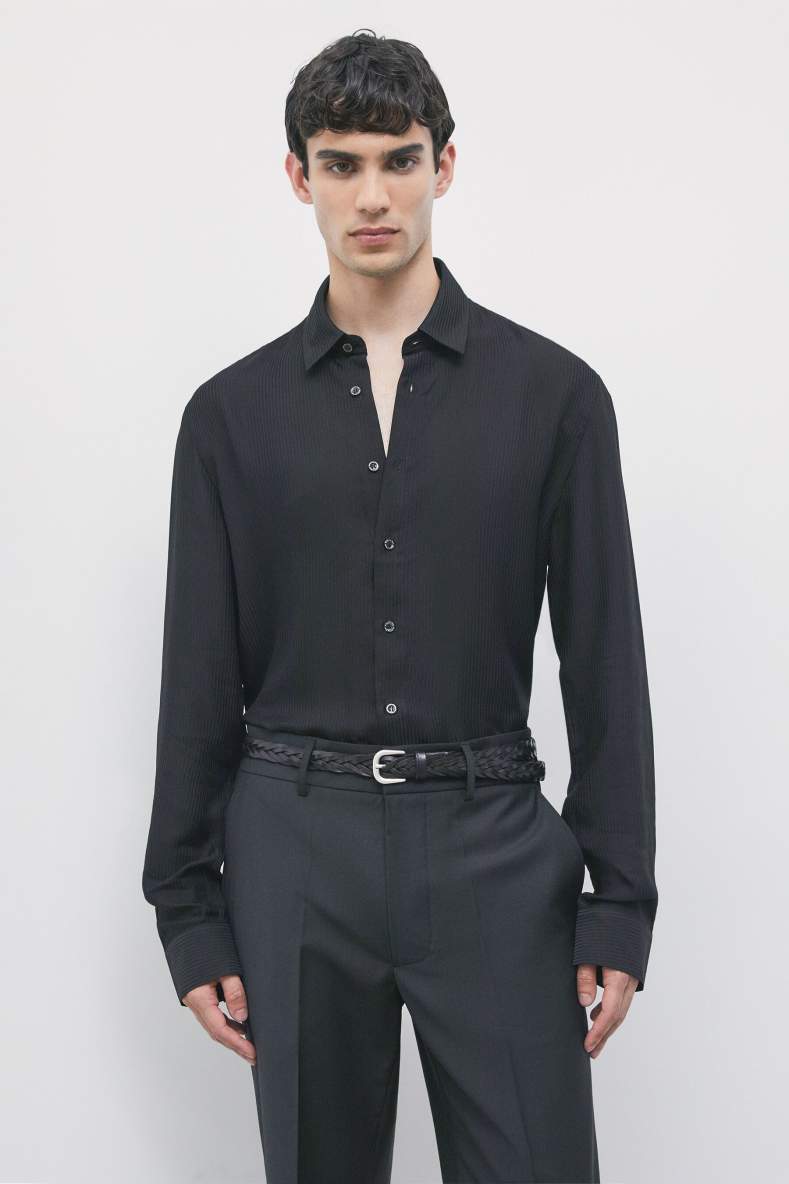 Viscose twill jacquard shirt, Black, Patrizia Pepe