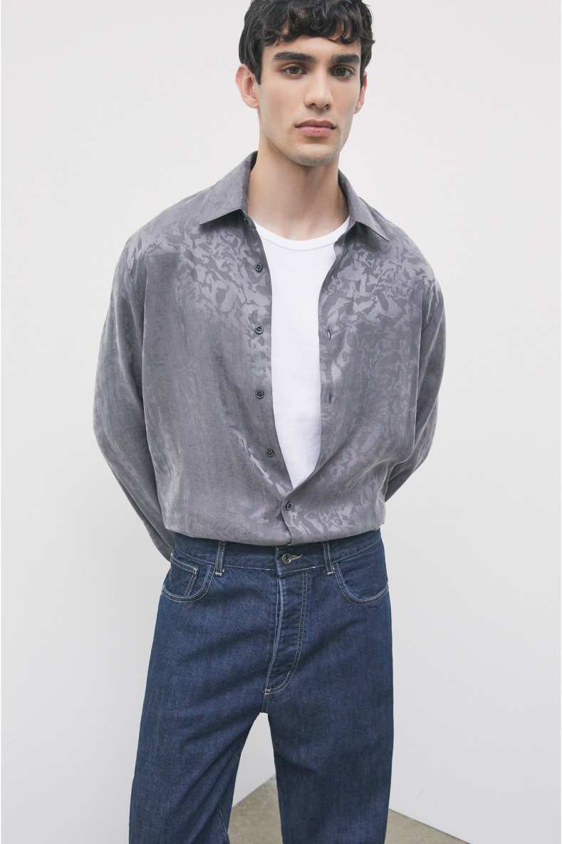 Chemise fluide en jacquard, Gris, Patrizia Pepe