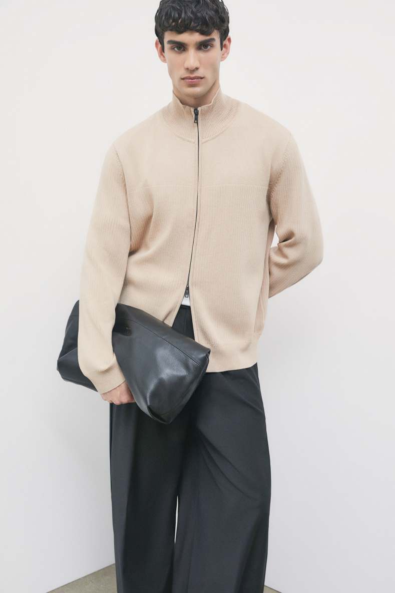 Ribbed turtleneck knit with zip, Beige, Patrizia Pepe