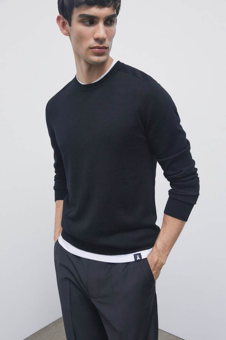Wool crew-neck sweater, Black, Patrizia Pepe