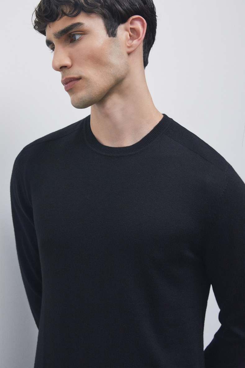 Wool crew-neck sweater, Black, Patrizia Pepe