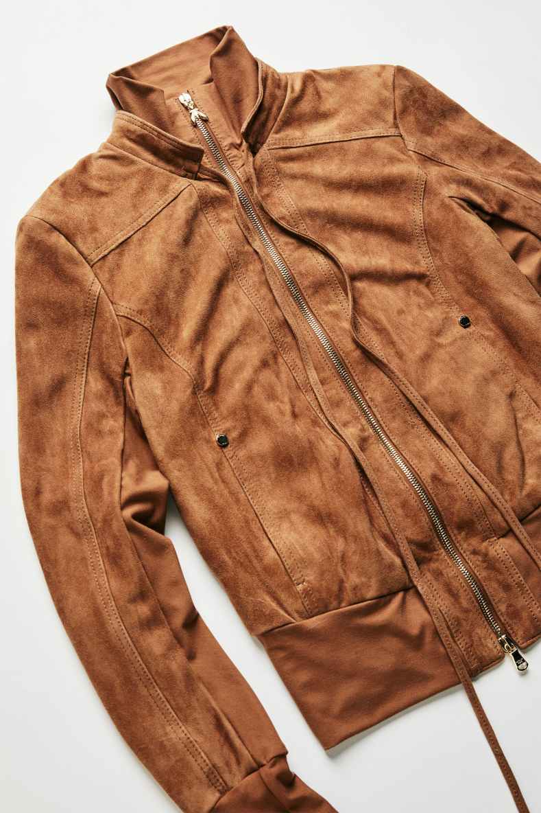 Suede blouson jacket, Beige, Patrizia Pepe