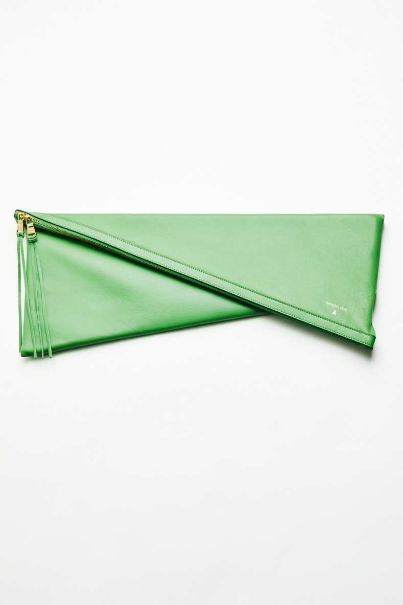 Vedo Non Vedo leather clutch, Green, Patrizia Pepe