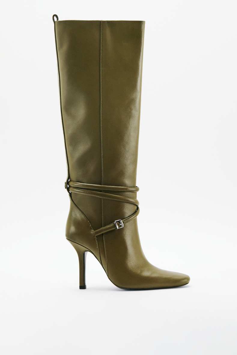 My SKIN knee-high leather boots, Green, Patrizia Pepe