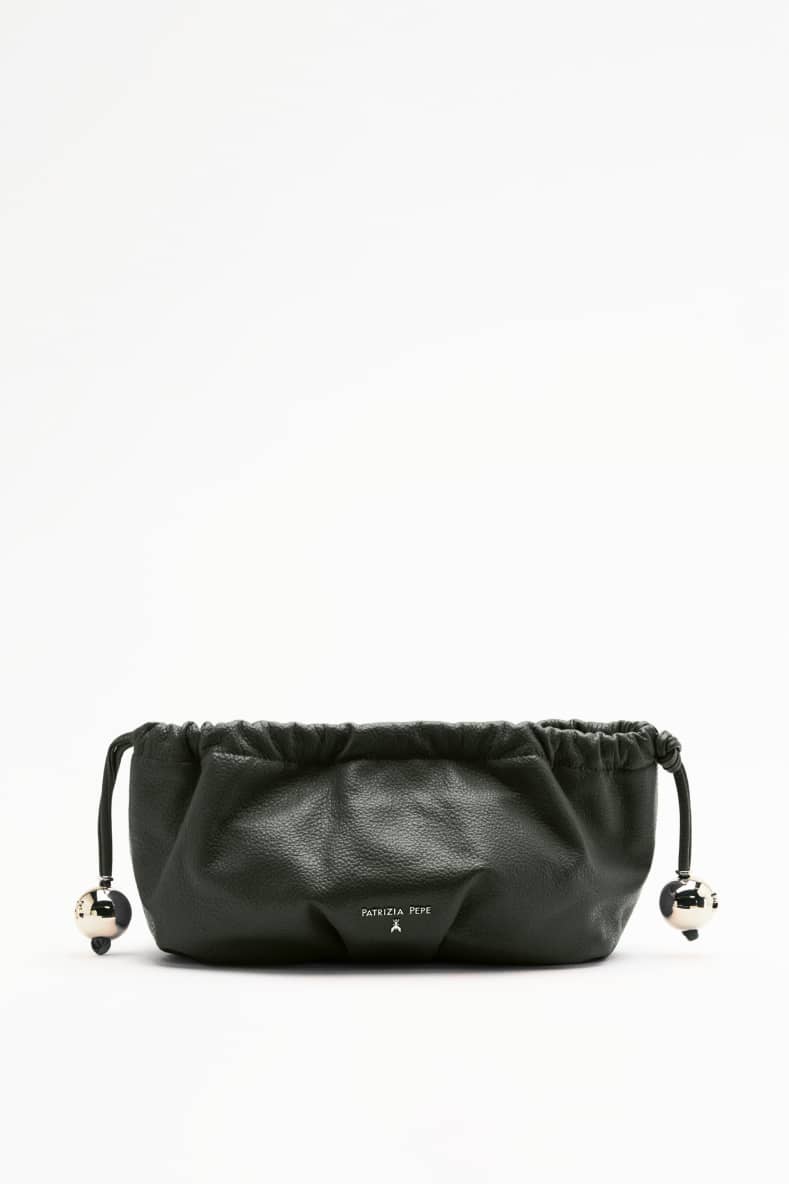 Leather Clutch "Bubble" Small, Green, Patrizia Pepe