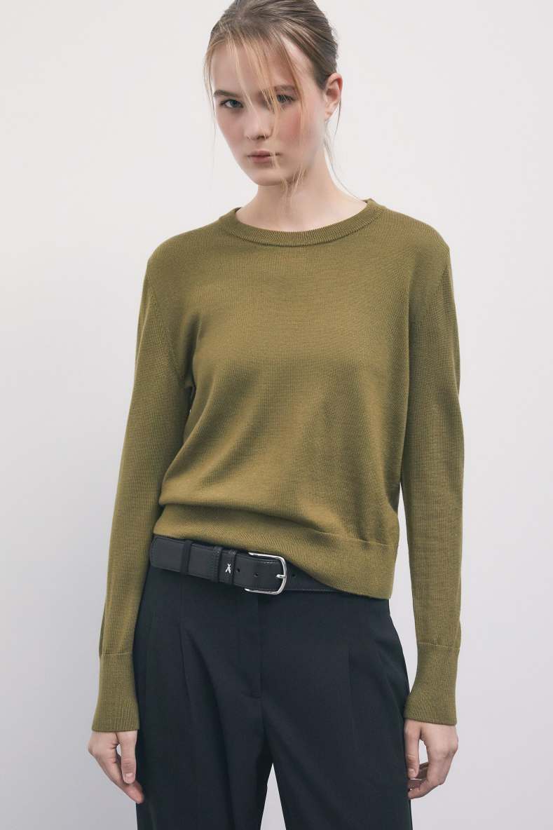 Crew-neck wool sweater, Green, Patrizia Pepe