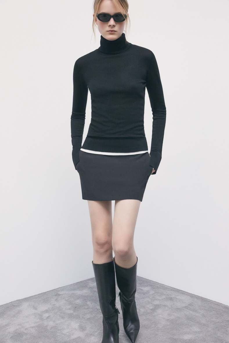Slim-fit wool turtleneck, Black, Patrizia Pepe