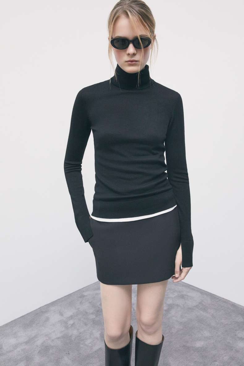 Slim-fit wool turtleneck, Black, Patrizia Pepe