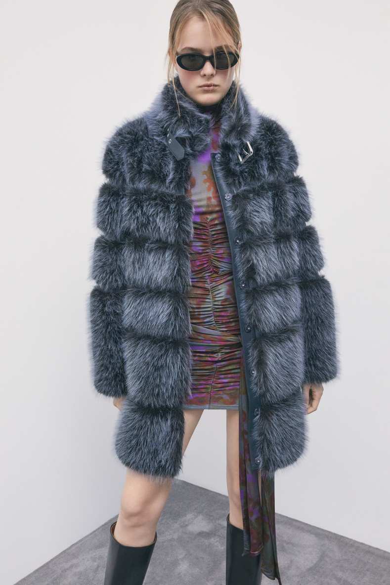 Long fluffy jacket, Blue, Patrizia Pepe