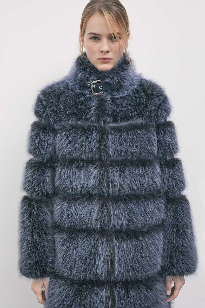 Long fluffy jacket, Blue, Patrizia Pepe