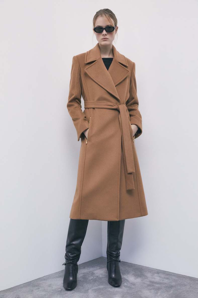 Belted coat, Brown, Patrizia Pepe