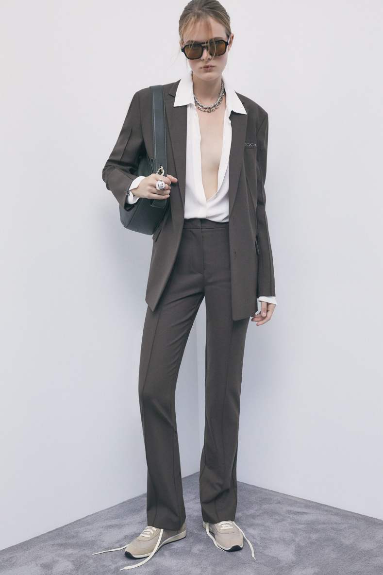 Slim-fit trousers in stretch wool gabardine, Brown, Patrizia Pepe