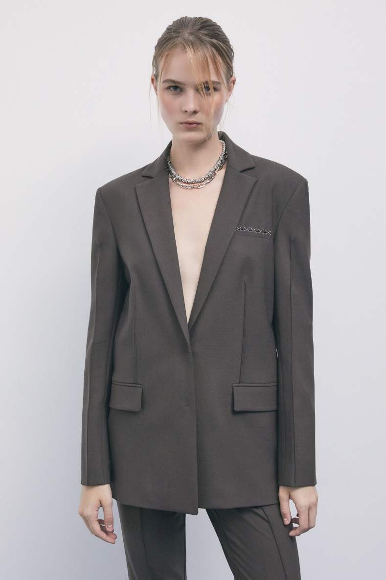 Two-Button Jacket, Brown, Patrizia Pepe