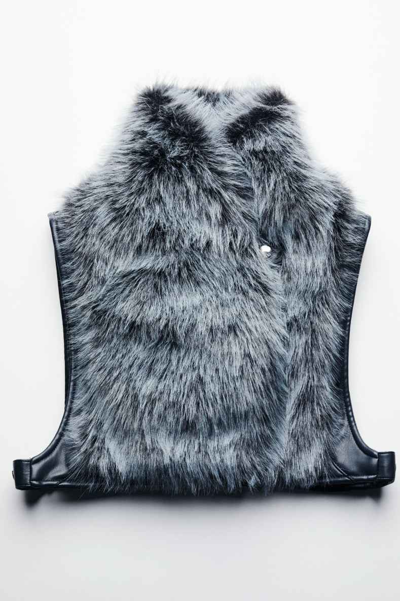 Chaleco suave con cuello alto, Azul