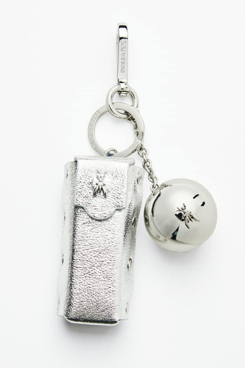 Charm porta rossetto in pelle, Argento, Patrizia Pepe