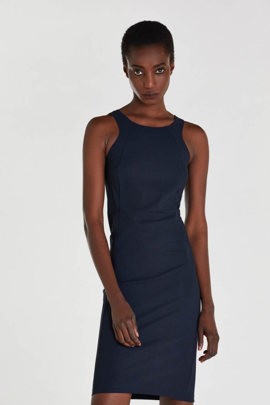 Vestido midi de tubo, Azul