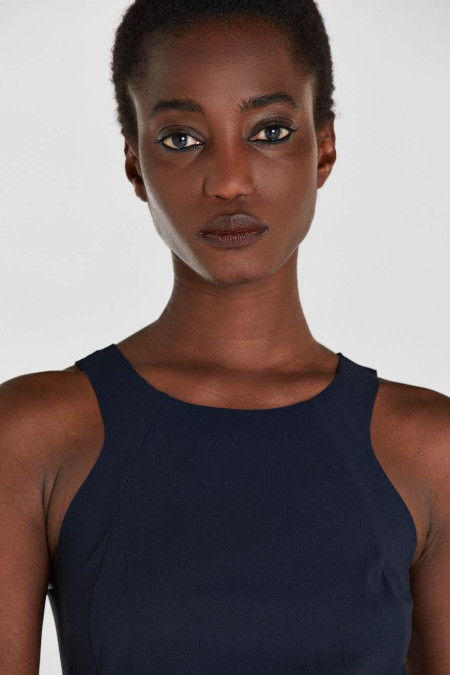 Vestido midi de tubo, Azul