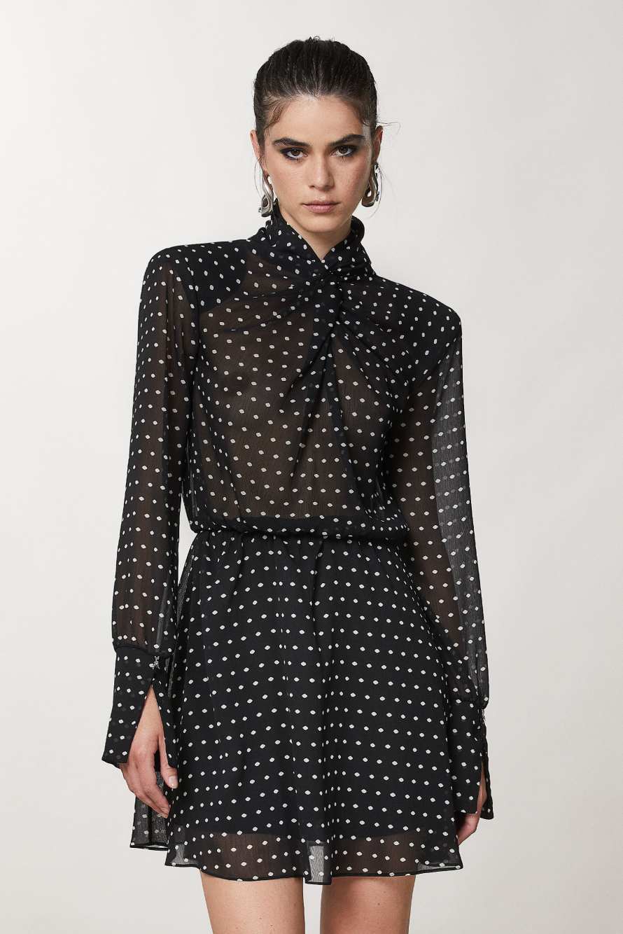 Minikleid aus Cr&ecirc;pe, Schwarz, Patrizia Pepe