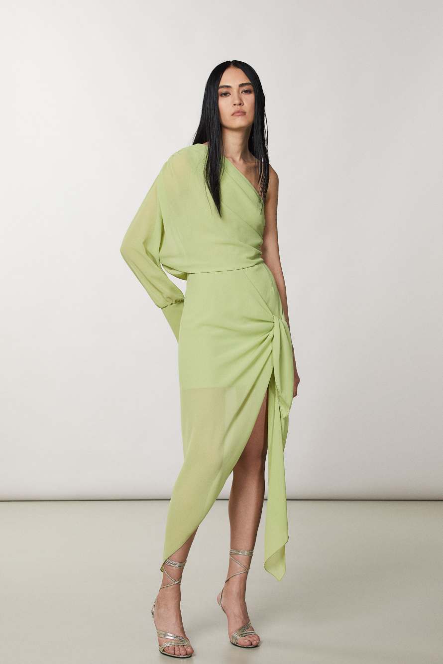 Robe asym&eacute;trique, Vert, Patrizia Pepe