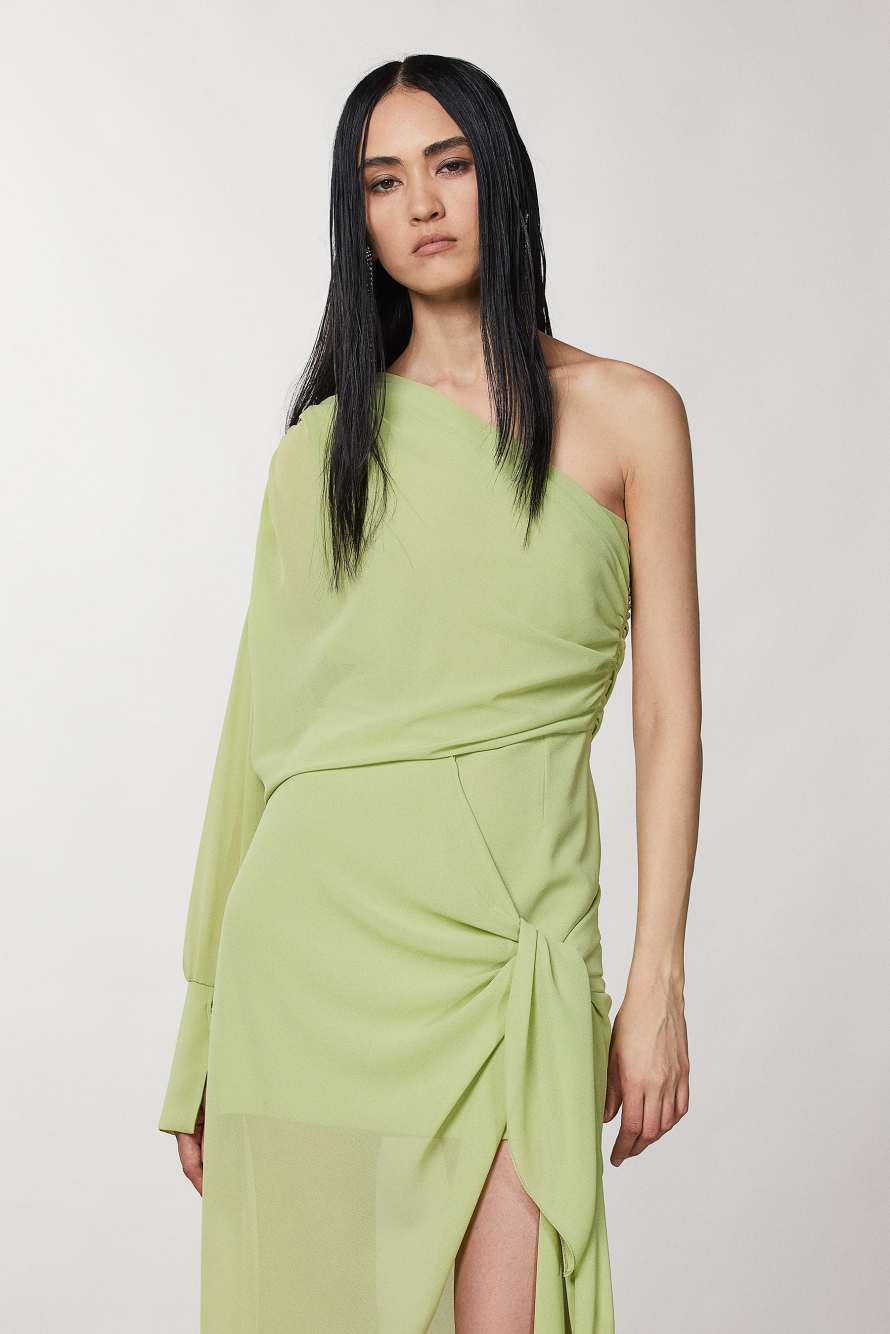 Robe asym&eacute;trique, Vert, Patrizia Pepe