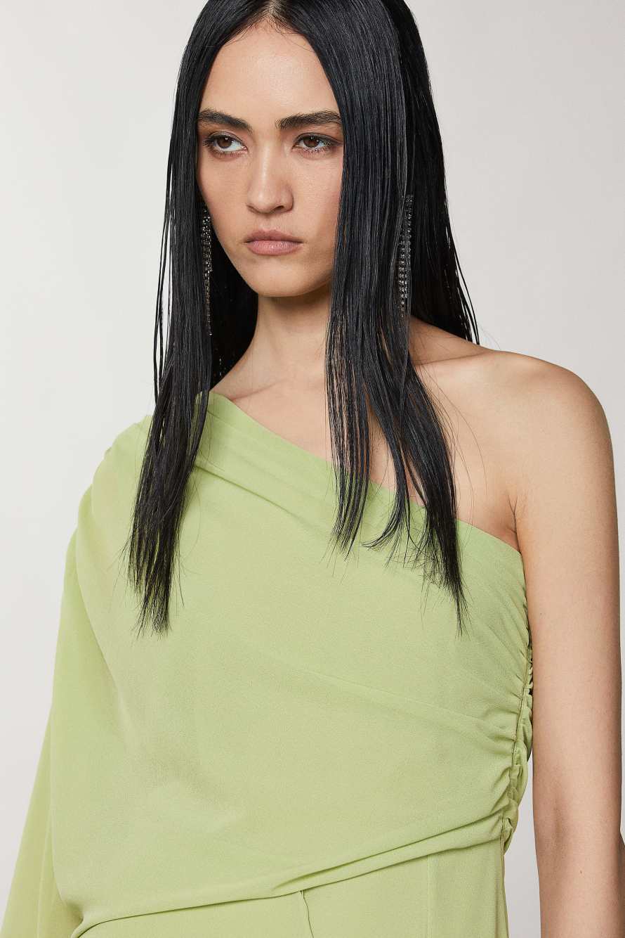 Robe asym&eacute;trique, Vert, Patrizia Pepe