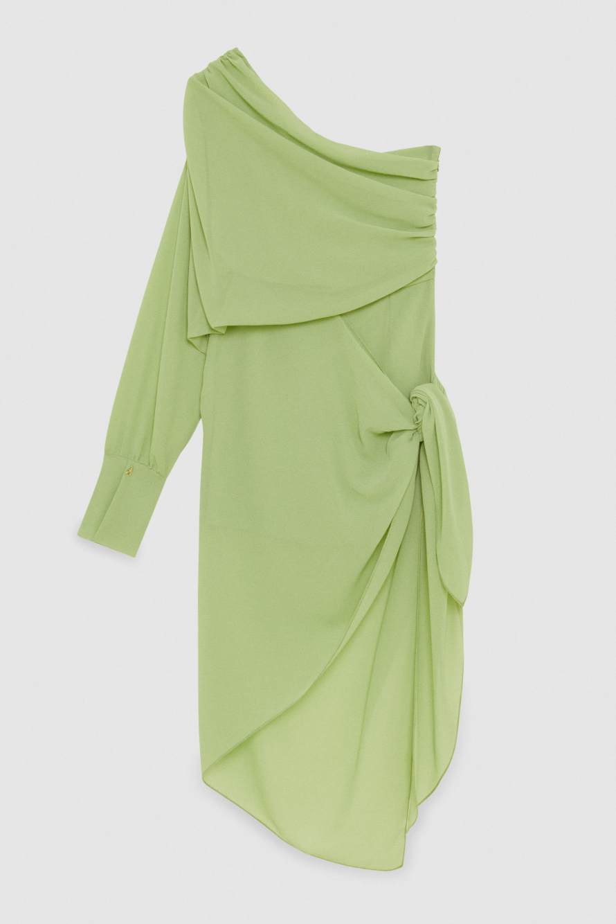 Robe asym&eacute;trique, Vert, Patrizia Pepe