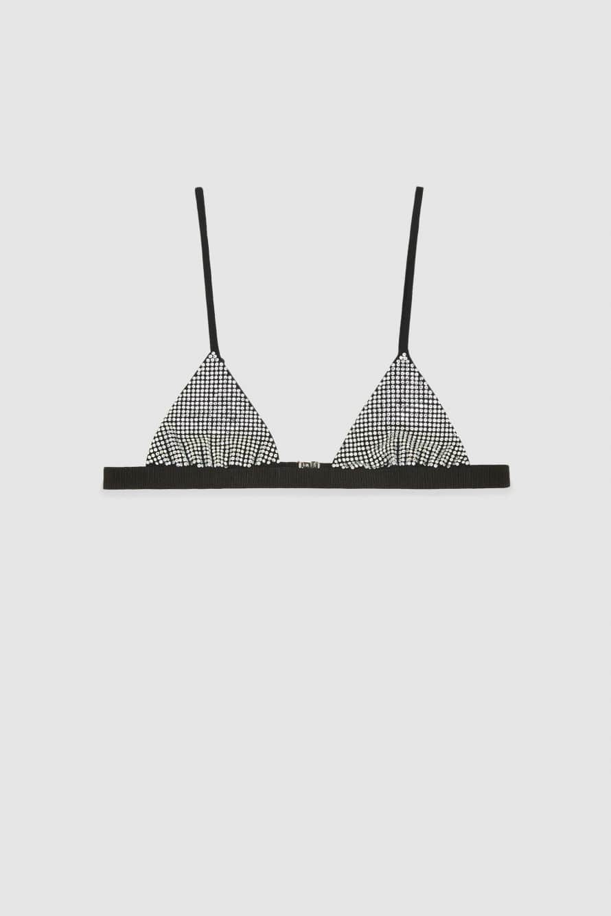 Rhinestone-detailed bra, Black, Patrizia Pepe