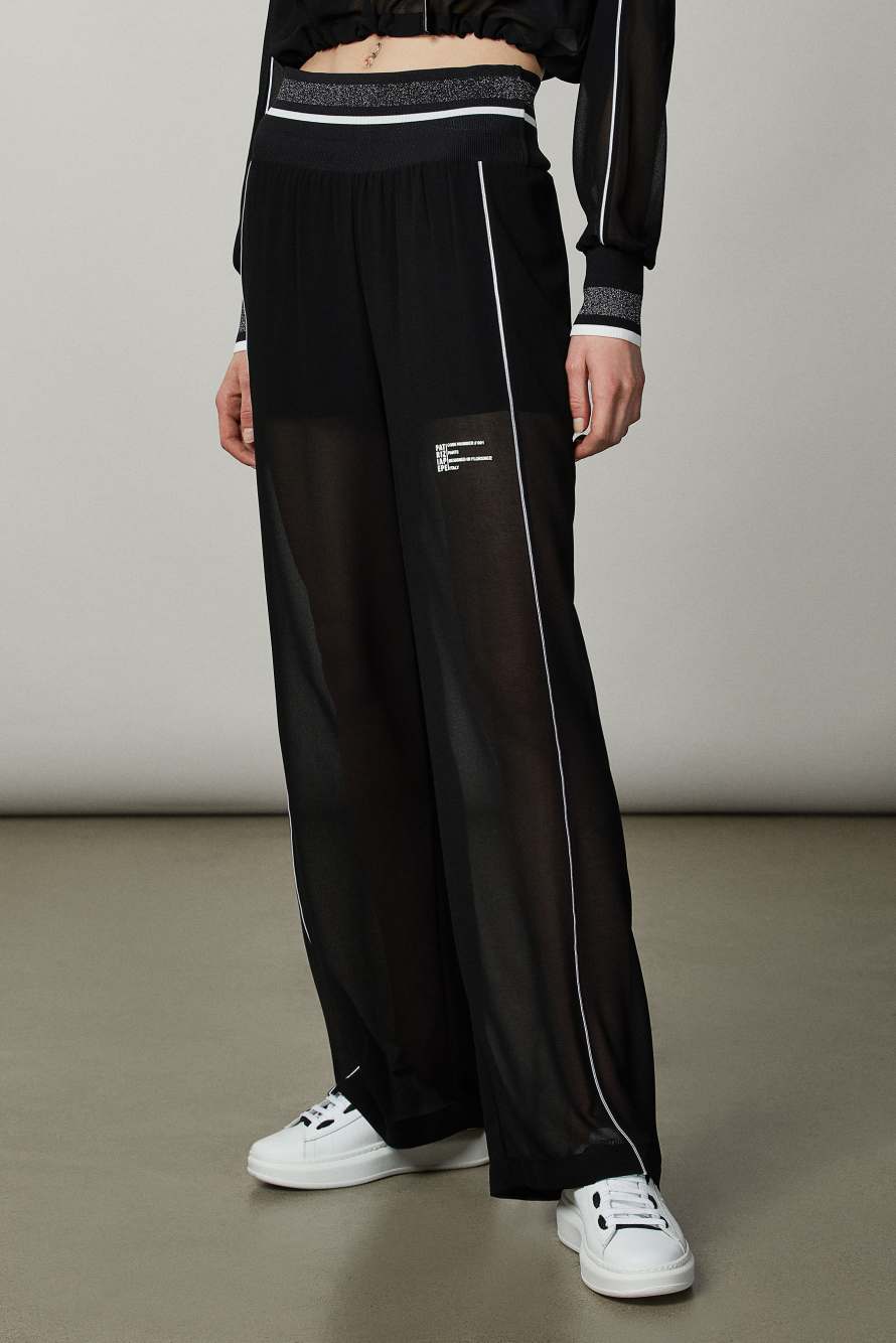 Chiffon palazzo pants, Black, Patrizia Pepe