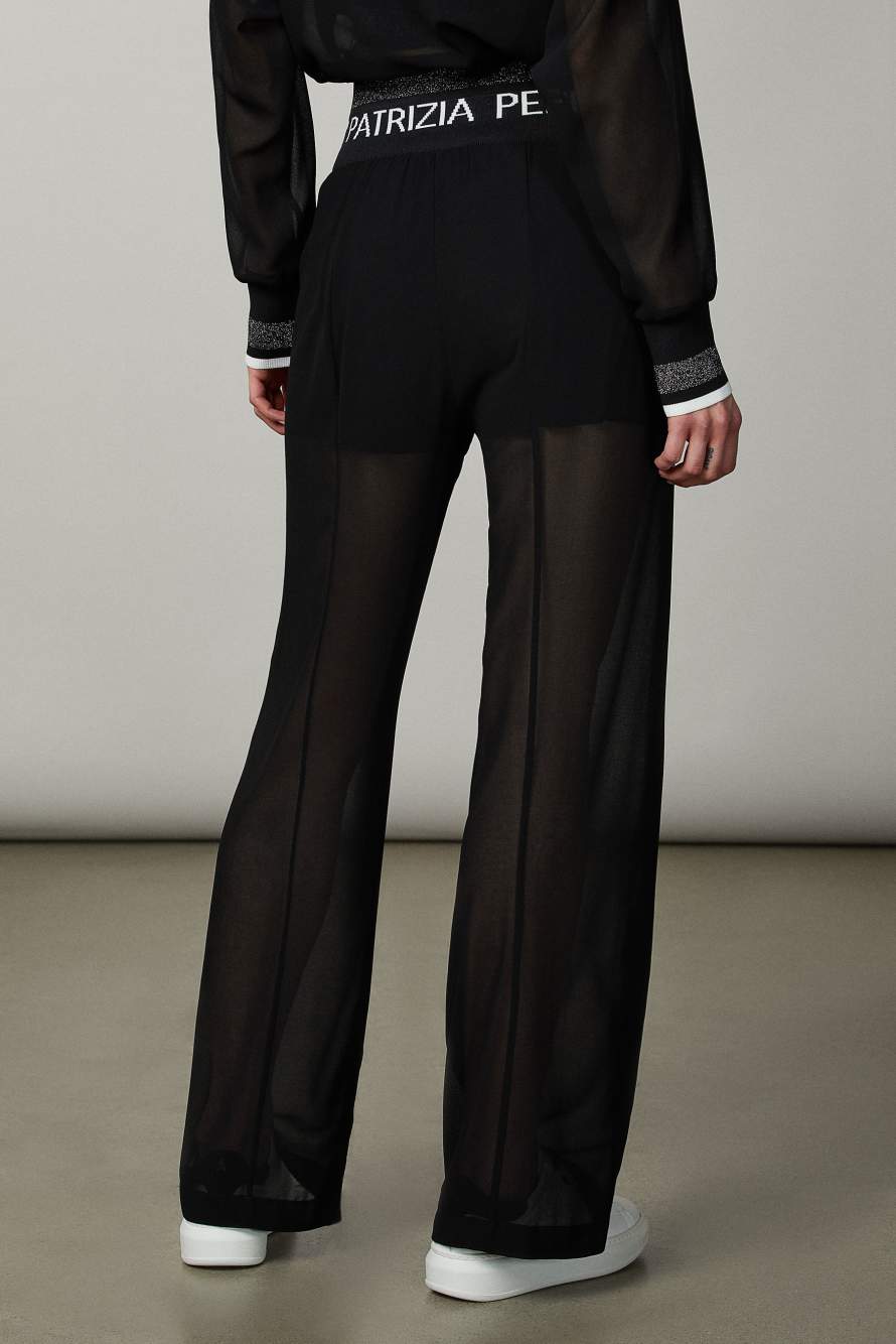 Chiffon palazzo pants, Black, Patrizia Pepe