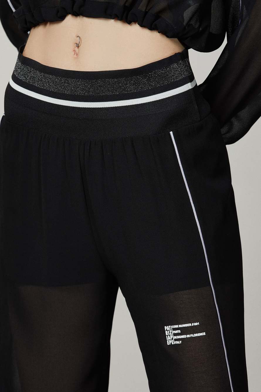 Chiffon palazzo pants, Black, Patrizia Pepe