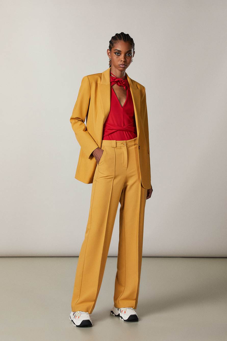 Boyfriend-cut palazzo pants, Yellow, Patrizia Pepe